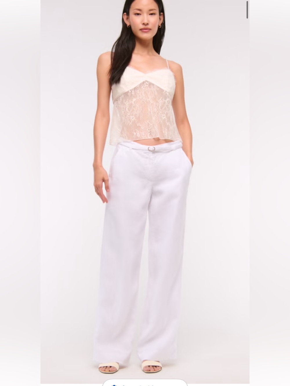 Abercrombie & Fitch White Wide-Leg Linen Pants